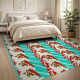 Teal Gingerbread Men Pattern Area Rug