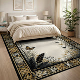 Butterfly Forest Rug with Gold Tribal Border