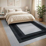 Framed Geometric Black White Area Rug