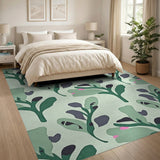 Abstract Mint Green Foliage Area Rug
