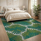 Vibrant Green Palm Frond Area Rug