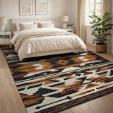 Southwestern Geometric Area Rug in Rust Black Cream