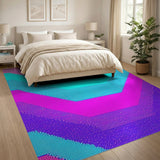 Vibrant Pink Purple Teal Geometric Area Rug
