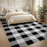 Black White Checked Geometric Area Rug