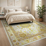 Gold and Silver Luxurious Gold Mandala Persian Area Rug