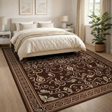 Traditional Persian Brown and Tan Ornate Brown Traditional Persian Area Rug