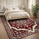 Red Persian Floral Medallion Traditional Persian Area Rug