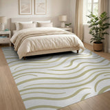 Cream Wavy Abstract Area Rug