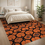 Vibrant Orange Pumpkin Fruit Trellis Rug