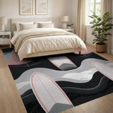 Pink Surfboard Waves Coastal Area Rug