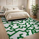 Bold Green Jagged Geometric Area Rug