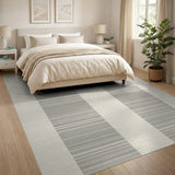 Modern Beige Grey Vertical Stripe Area Rug
