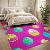 Playful Easter Egg Scatter Pink Area Rug