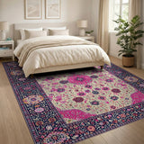 Vibrant Pink Floral Persian Area Rug