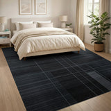 Black White Geometric Grid Geometric Modern Area Rug