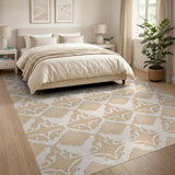 Trellis Beige and Neutral Beige Geometric Trellis Area Rug