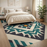 Teal Geometric Southwestern Diamond Rug