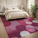 Bold Red Geometric Overlap Area Rug
