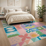Geometric Modern Multi-color and Patterns Vibrant Geometric Patchwork Area Rug
