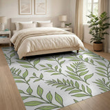 Floral Vintage Green Fern Leaf Pattern Area Rug