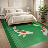 Serene Koi Fish and Leaves Green Area Rug