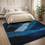 Abstract Blue Mountain Peaks Area Rug