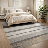 Neutral Beige Striped Textured Area Rug