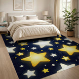 Glowing Yellow Stars Kids Cartoon Area Rug
