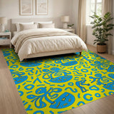 Playful Yellow Octopus Surf Cartoon Rug