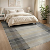 Modern Grey Plaid Area Rug