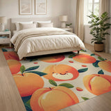 Orange Playful Peach Fruit Pattern Area Rug