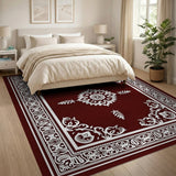 Maroon Traditional Persian Floral Area Rug