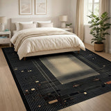 Geometric Pixel Grid Area Rug - Black Beige