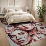 Overlapping Faces Pink Abstract Area Rug