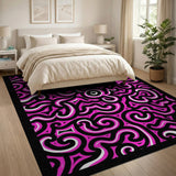 Vibrant Pink Swirl Abstract Pink Area Rug