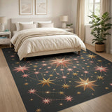 Pink Gold Star Constellation Area Rug