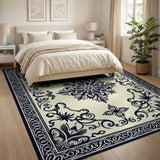 Ornate Black White Persian Medallion No. 27 Rug
