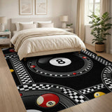 Black and White 8-Ball Geometric Area Rug