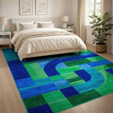Bold Geometric Blue Teal Area Rug