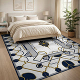 Ornate Navy and Gold Persian Motif Area Rug