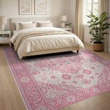 Blush Pink Blush Pink Persian Medallion Area Rug