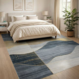 Multi-color and Patterns Abstract Wavy Layers Area Rug