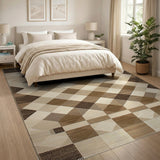 Geometric Modern Geometric Brown Tan Woven Area Rug