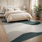 Abstract Teal Wave Landscape Rug