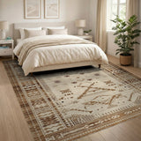 Tan Brown Southwestern Geometric Area Rug