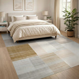 Minimalist Beige Block Geometric Area Rug