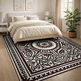 Brown Traditional Persian Sunburst Area Rug