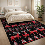 Red Festive Red Reindeer Christmas Area Rug