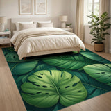 Lush Boho Chic Lush Monstera Leaf Green Area Rug