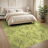 Yellow Fern Leaf Line Art Area Rug